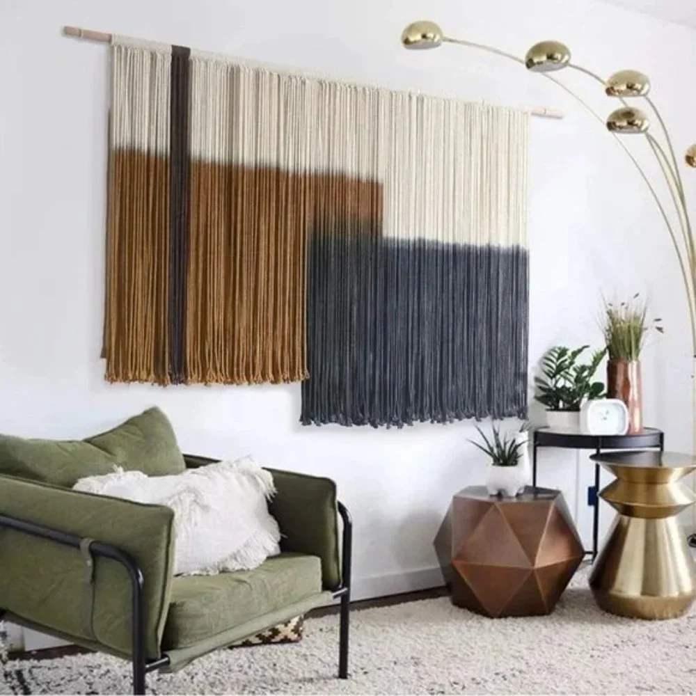 Anthropologie Large XL Boho Tapestry Macrame Woven Dyed Yarn Wall Hanging - 60